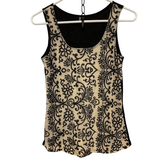 Maurice’s Size Small Sleeveless Shell Tank Beige Black - Picture 3 of 7